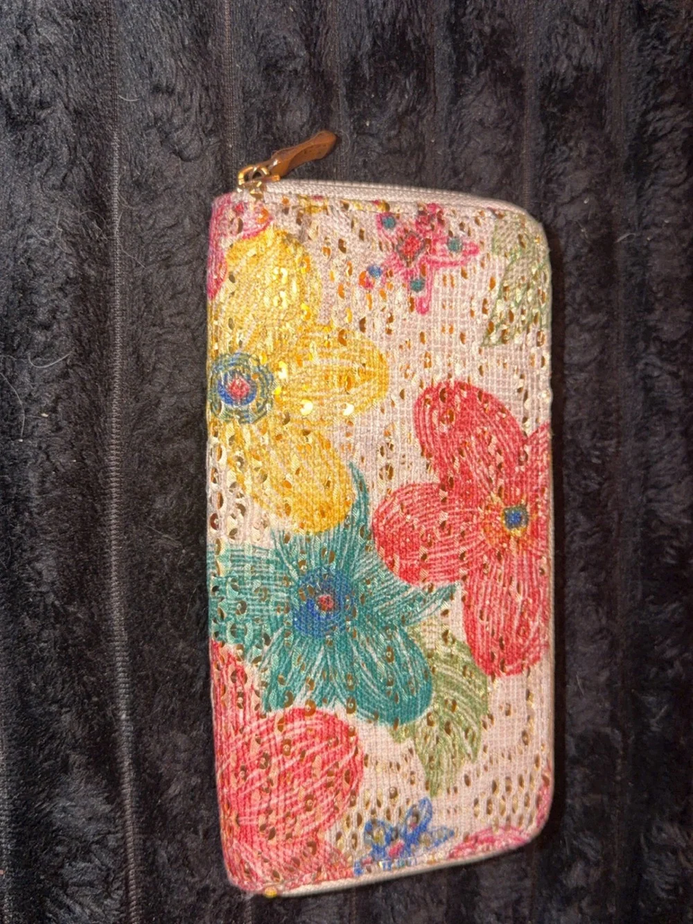 Floral Glitter Folio Phone Case - Pink & Multicolor